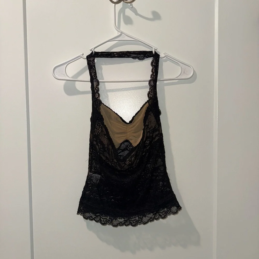 NWOT Princess Polly Fantasize Lace Halter Top Black - Picture 6 of 7